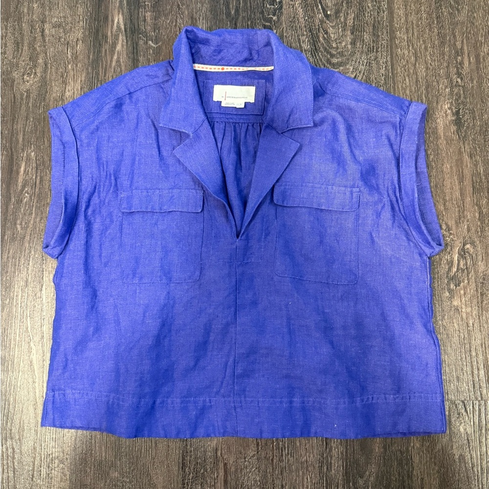 Anthropologie Royal Blue Button Down Shirt